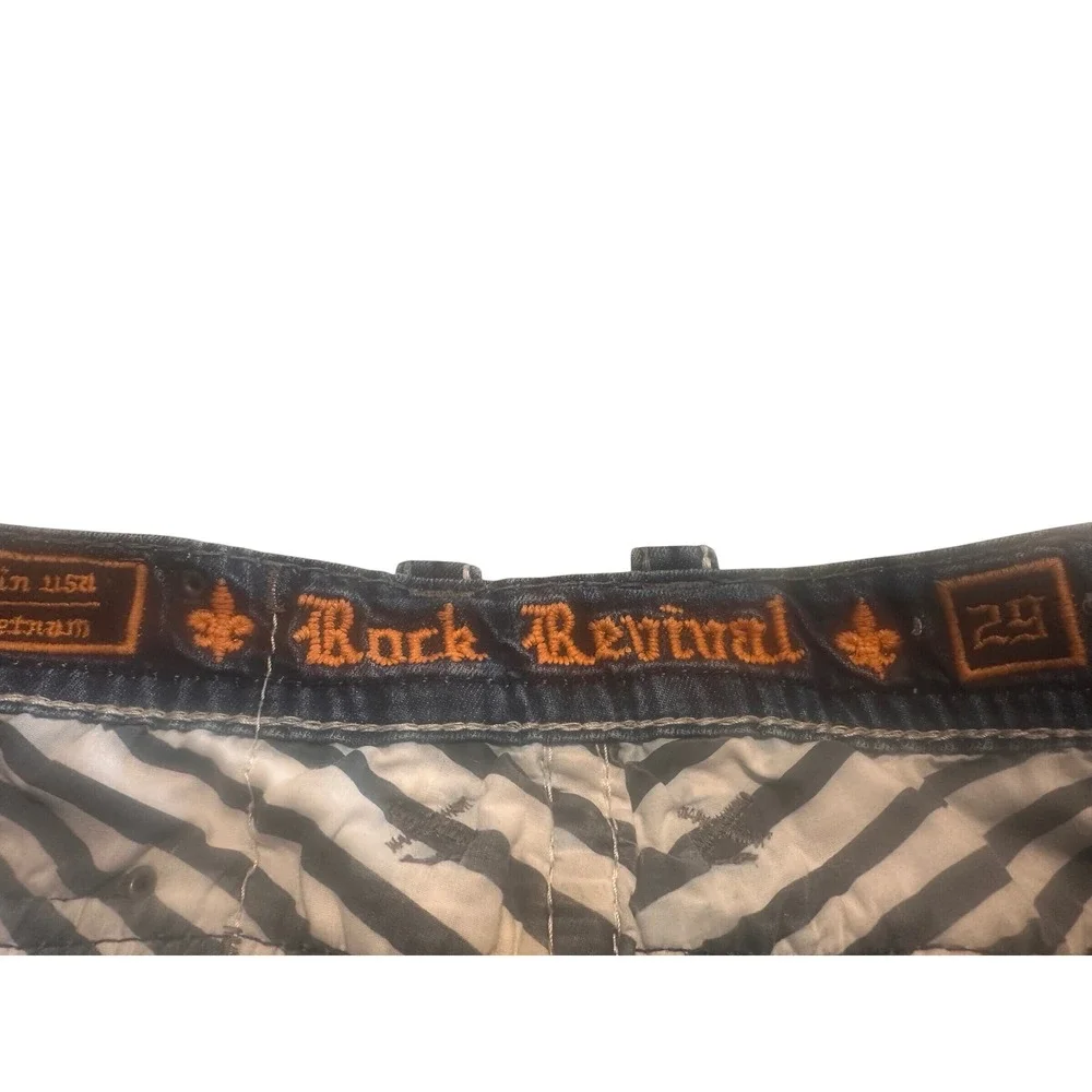 Rock Revival Rhays Bootcut Jeans Mens 29 Dark Wash Distressed Y2K Grunge
